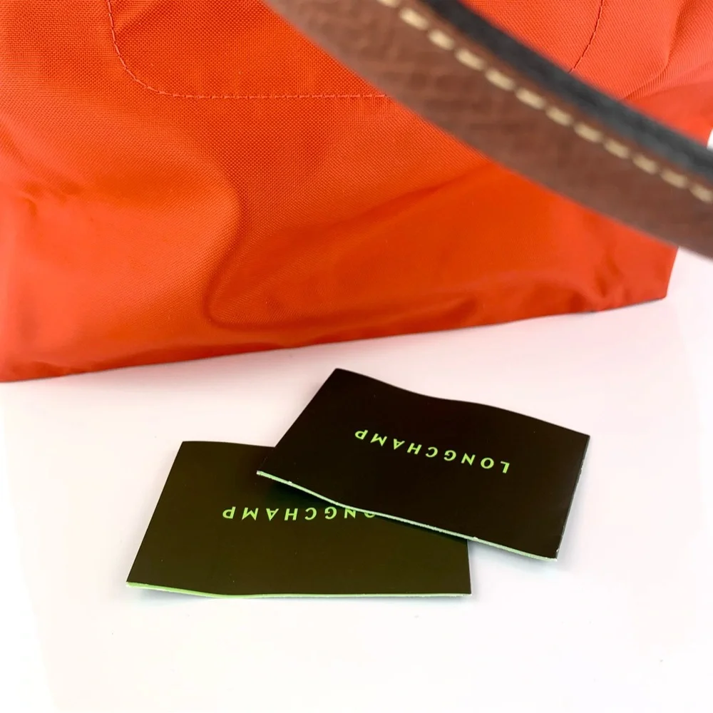 Longchamp Orange Nylon & Brown Leather Tote - Picture 15 of 16